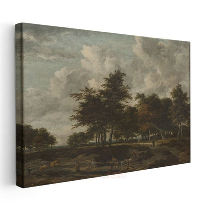 Jacob van Ruisdael - Ağaçlık Manzara Kanvas Tablo
