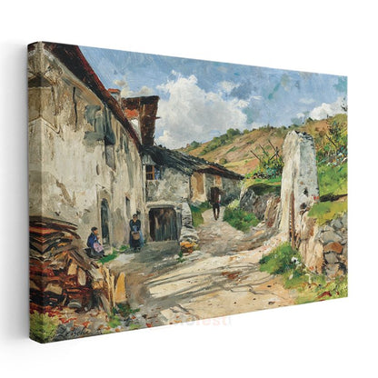 Carlos de Haes - Köy Yolu Kanvas Tablo