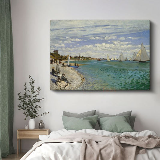Claude Monet - Sainte-Adresse Plajı Kanvas Tablo