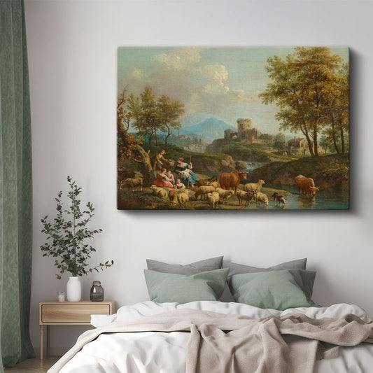 Nicolas Poussin - Pastoral Manzara Kanvas Tablo