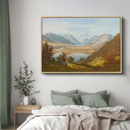 Albert Bierstadt - Alp Dağları Manzarası Kanvas Tablo