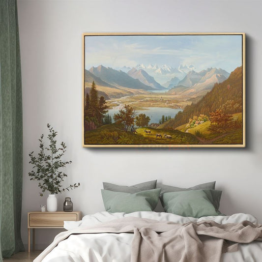 Albert Bierstadt - Alp Dağları Manzarası Kanvas Tablo