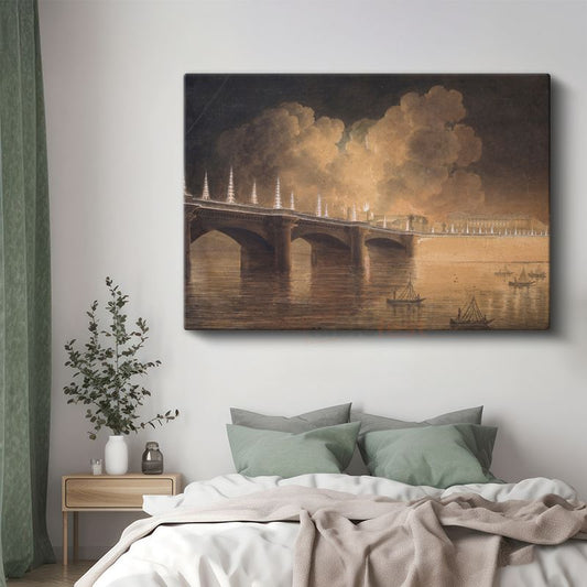 Joseph Mallord William Turner - Londra Köprüsü Gece Görünümü Kanvas Tablo