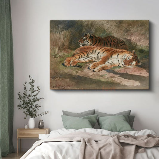 Rosa Bonheur - Dinlenen Kaplanlar Kanvas Tablo
