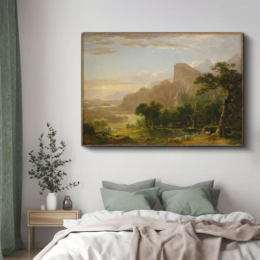 Albert Bierstadt - Vadideki Ağaçlar Kanvas Tablo