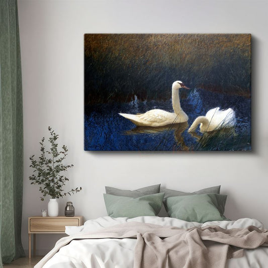 Bruno Liljefors - Swans Kanvas Tablo