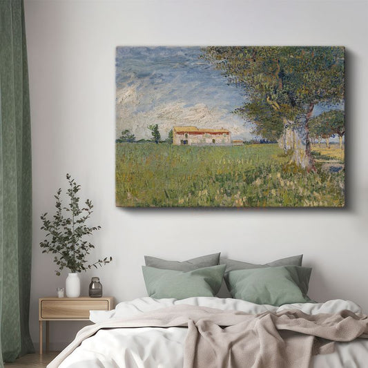 Vincent van Gogh - Buğday Tarlasında Çiftlik Evi Kanvas Tablo