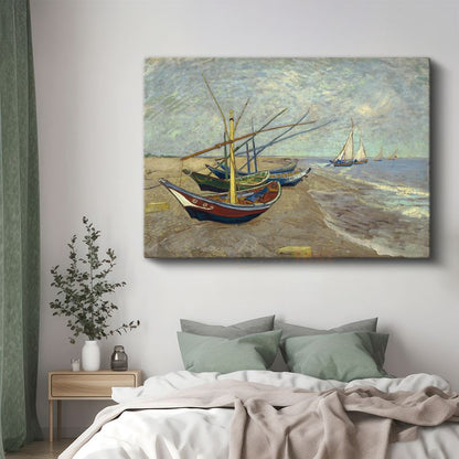 Vincent van Gogh - Saintes-Maries'deki Plajda Balıkçı Tekneleri Kanvas Tablo