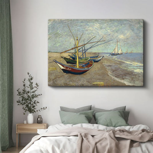 Vincent van Gogh - Saintes-Maries'deki Plajda Balıkçı Tekneleri Kanvas Tablo