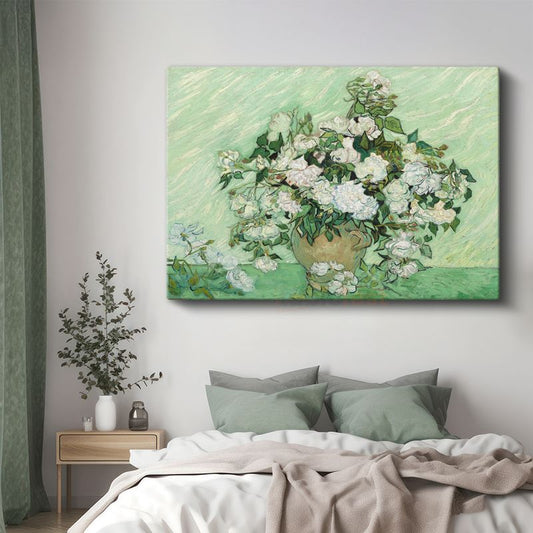 Vincent Van Gogh - Vazoda Beyaz Güller Kanvas Tablo