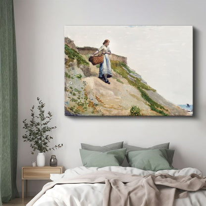 Winslow Homer - Girl on a Cliff Kanvas Tablo