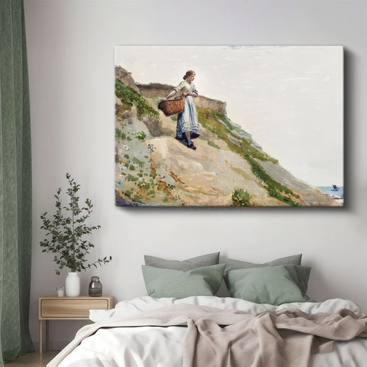 Winslow Homer - Girl on a Cliff Kanvas Tablo