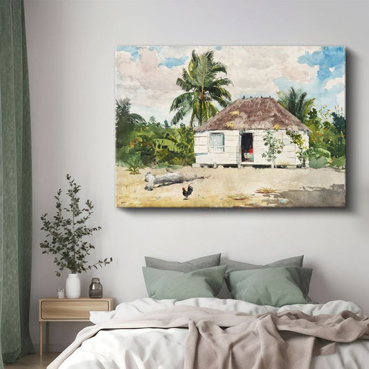 Winslow Homer - Native Hut Bahamas Kanvas Tablo