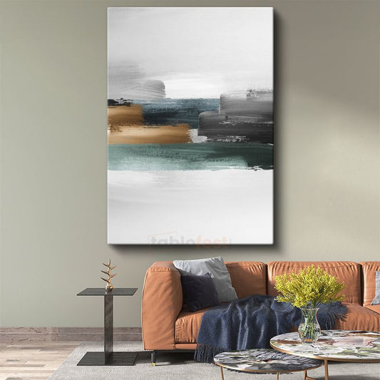 Minimalist Ufuk - Pastel Tonlarda Yatay Kompozisyon Kanvas Tablo