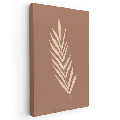Botanik Siluet - Minimalist Yaprak Deseni Kanvas Tablo
