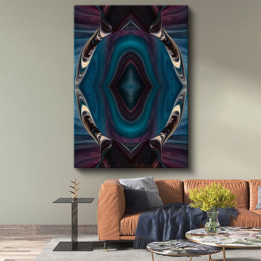 Mistik Simetri - Mavi Mor Kaleidoskop Deseni Kanvas Tablo