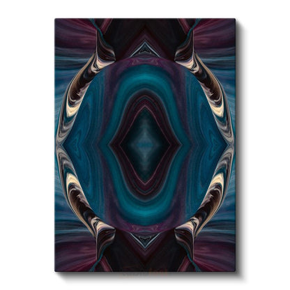 Mistik Simetri - Mavi Mor Kaleidoskop Deseni Kanvas Tablo
