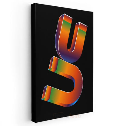 Neon Tipografi - 3D Harf Tasarımı Kanvas Tablo