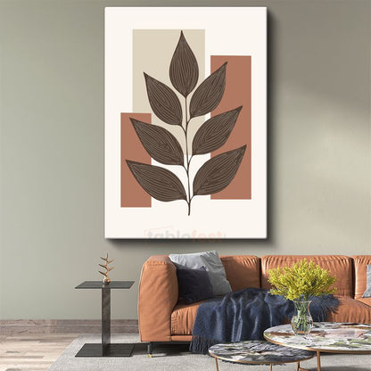 Botanik Geometri - Modern Yaprak İllüstrasyonu Kanvas Tablo