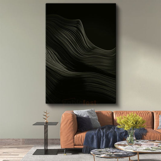 Gece Dalgaları - İnce Çizgilerle Oluşturulmuş Minimalist Kanvas Tablo