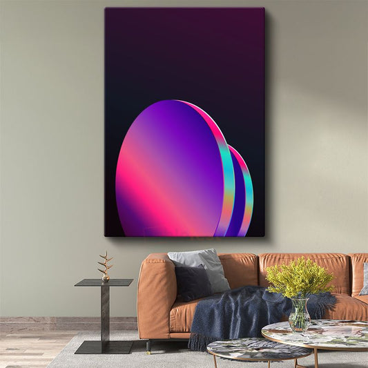 Neon Evren - Mor ve Pembe Gradyan Oval Formlar Kanvas Tablo