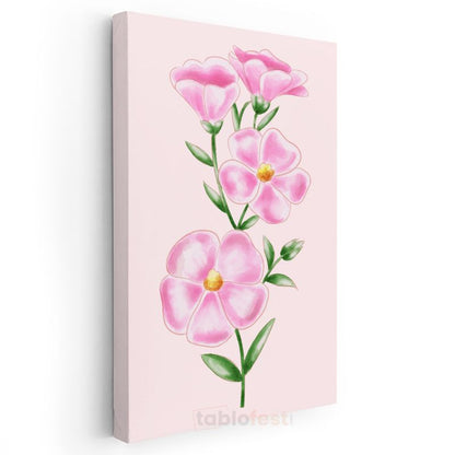 Zarif Çiçekler - Minimalist Pembe Flora Kanvas Tablo