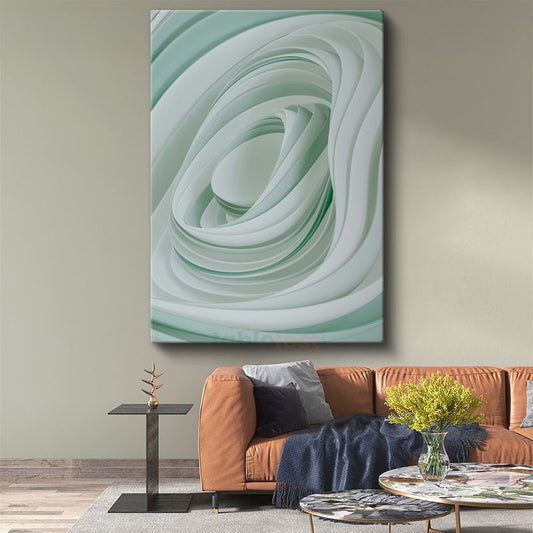 Spiral Dinamizm - Minimalist Yeşil Tonları Kanvas Tablo
