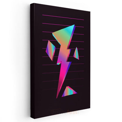 Neon Şimşek - Retro Geometrik Tasarım Kanvas Tablo