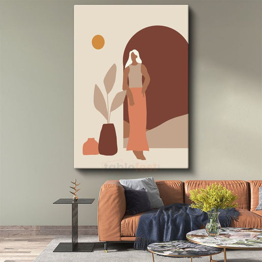 Minimalist Silüet - Toprak Tonları Geometrik Kompozisyon Kanvas Tablo