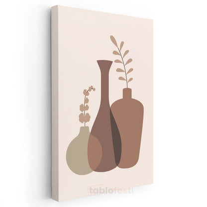 Geometrik Vazolar - Kahverengi Tonlarında Minimalist Kompozisyon Kanvas Tablo