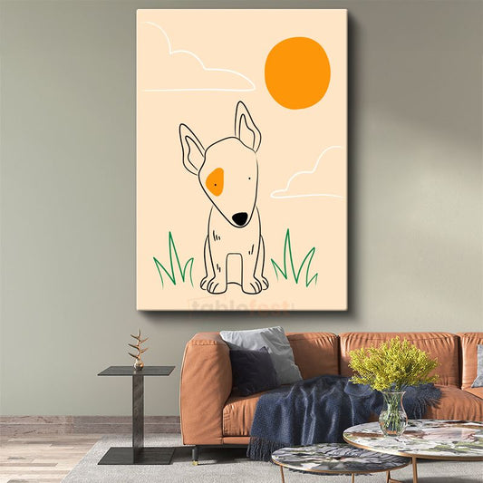 Minimalist Köpek - Çizgisel Sevimli Dostluk Kanvas Tablo