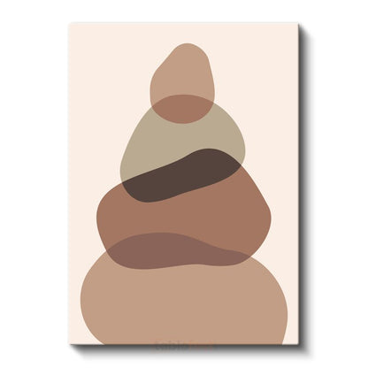 Organik Denge - Kahverengi Minimalist Formlar Kanvas Tablo