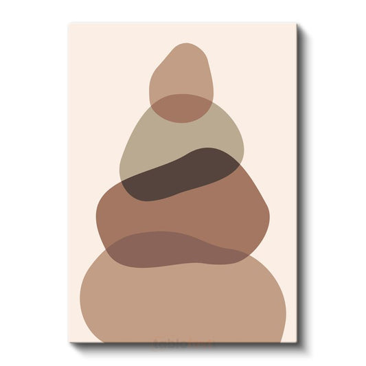 Organik Denge - Kahverengi Minimalist Formlar Kanvas Tablo