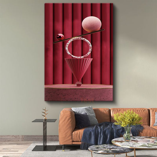 Geometrik Denge - Kırmızı Tonlarda Modern Kompozisyon Kanvas Tablo