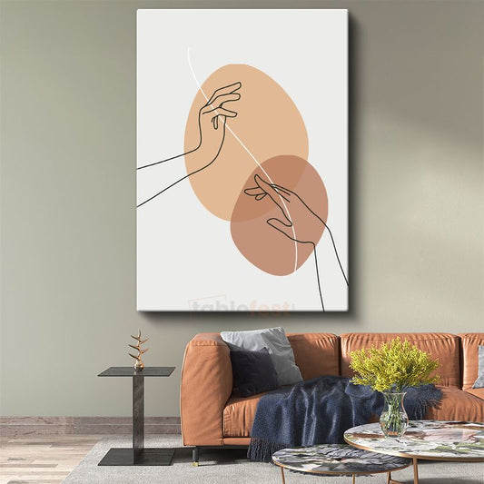 Dokunuş Sanatı - Minimalist El Çizimleri Kanvas Tablo