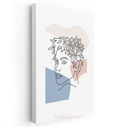 Çiçek Profili - Modern Çizgi Sanatı Kanvas Tablo