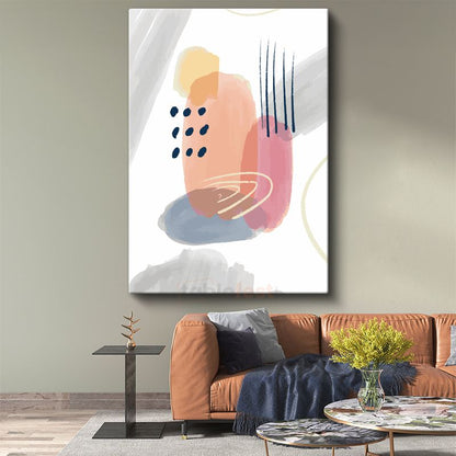Soyut Fırça Darbeleri - Pastel Tonlarda Geometrik Desen Kanvas Tablo
