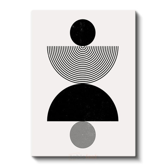 Geometrik Harmoni - Minimalist Siyah Beyaz Desen Kanvas Tablo