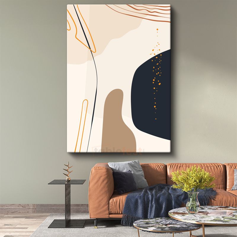 Akışkan Çizgiler - Kontrast Renkli Soyut Şekiller Minimalist Kanvas Tablo