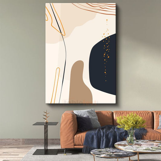 Akışkan Çizgiler - Kontrast Renkli Soyut Şekiller Minimalist Kanvas Tablo