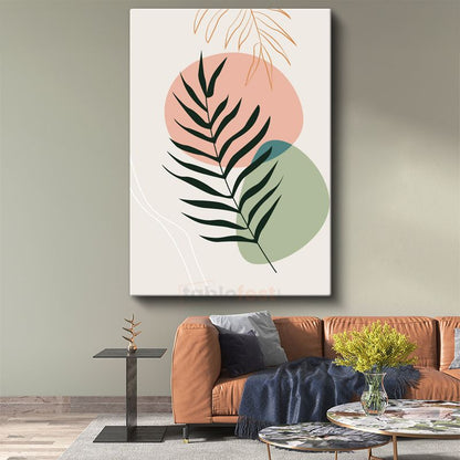 Palmiye Yaprağı - Minimalist Çizgi Sanatı Kanvas Tablo