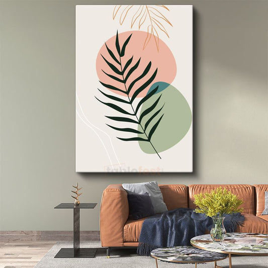 Palmiye Yaprağı - Minimalist Çizgi Sanatı Kanvas Tablo