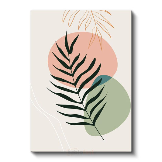 Palmiye Yaprağı - Minimalist Çizgi Sanatı Kanvas Tablo