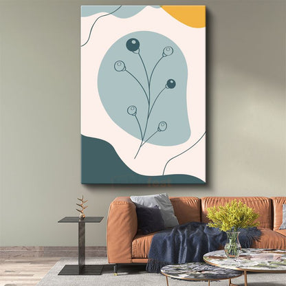 Tomurcuk Dalı - Minimalist Botanik İllüstrasyon Kanvas Tablo