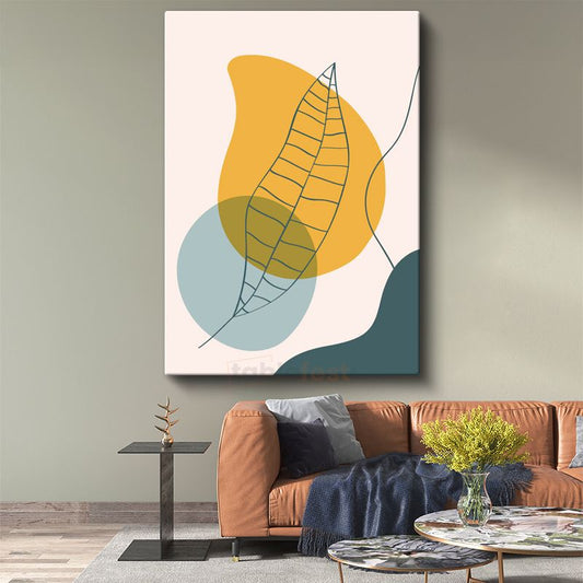 Yaprak Anatomisi - Modern Geometrik Desen Kanvas Tablo