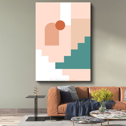 Geometrik Denge - Minimalist Pastel Kompozisyon Kanvas Tablo