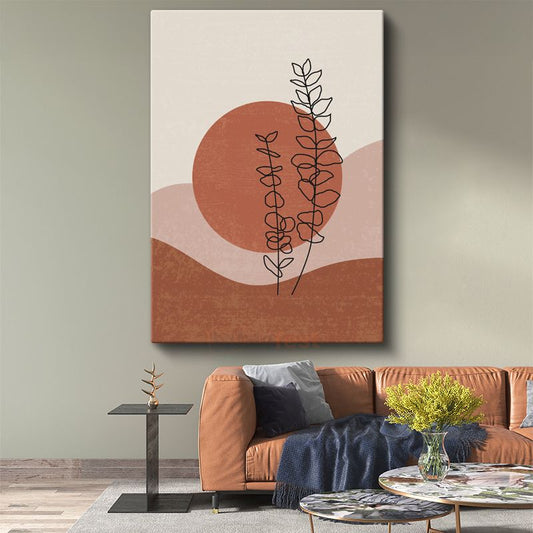 Minimalist Botanik - Çizgisel İncelik Soyut Kanvas Tablo