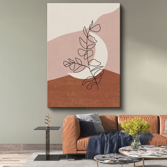 Minimalist Çizgi Yaprak - Tek Çizgi Sanatı Soyut Kanvas Tablo