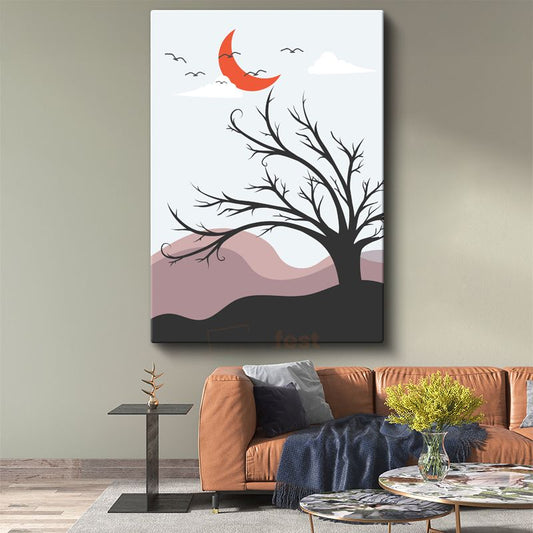 Ay Işığı Serenadı - Soyut Gece Manzarası Kanvas Tablo