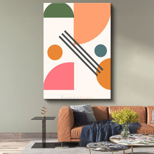 Renkli Diyalog - Minimalist Geometrik Kompozisyon Kanvas Tablo